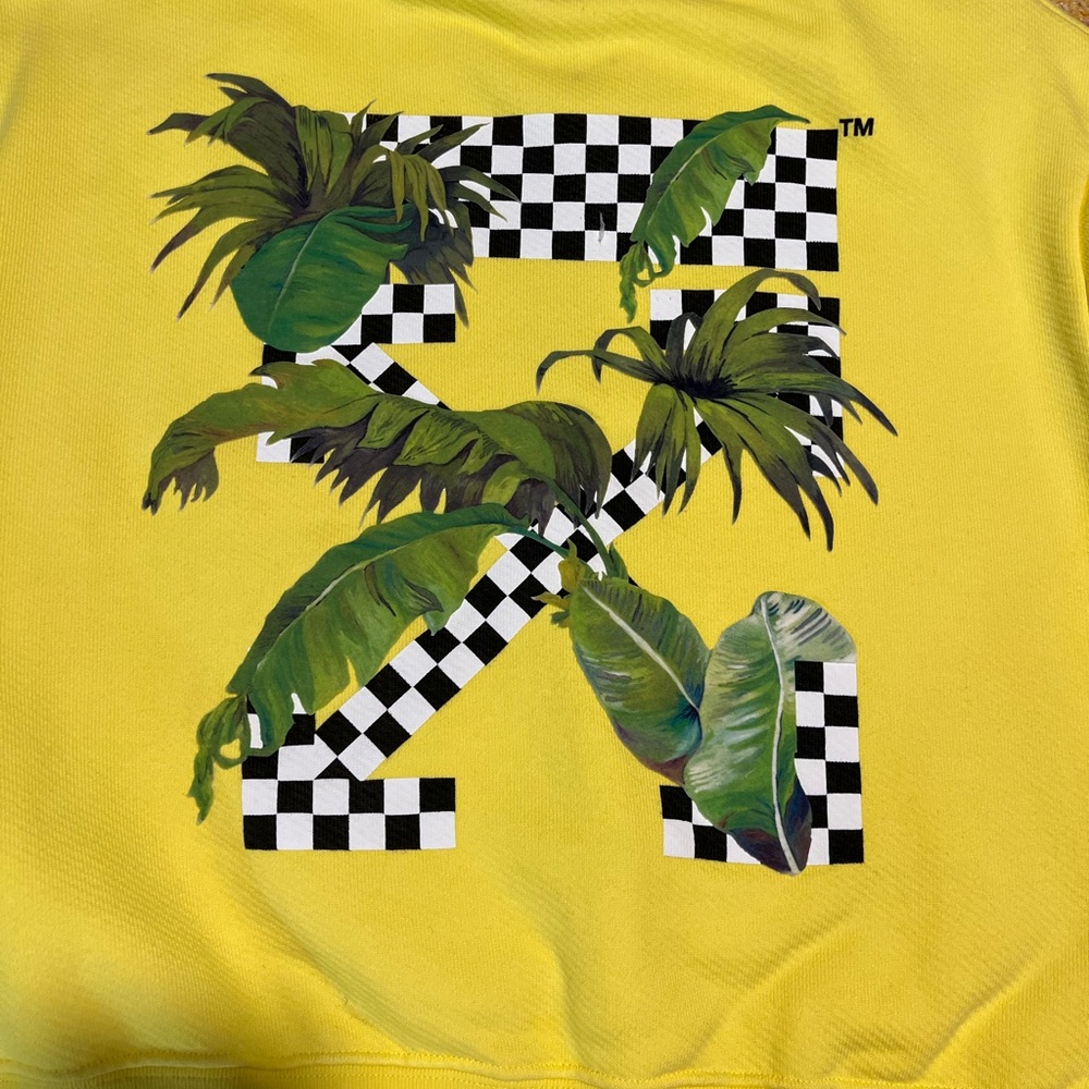Off-White Yellow Sweatshirt with Leaf Design - Picture 9 of 9
